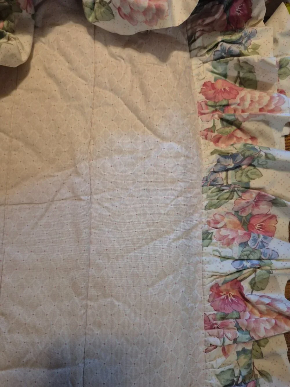 Rare Vintage 90s Croscill 5 Piece Floral Ruffled Queen Bedspread BeddingEnsemble